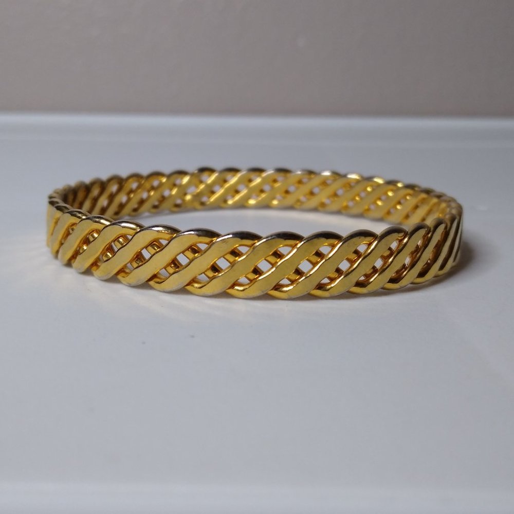 Vintage Solid Decorative Metal Bangle - image 3